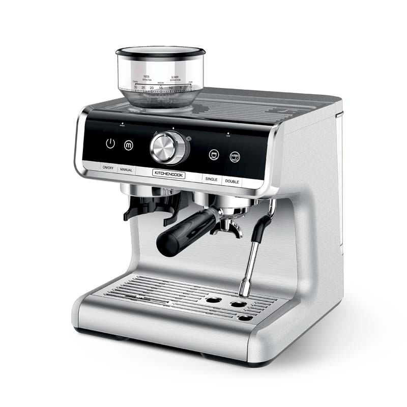 Machine à café Expresso + broyeur Barista professionnel Home Bistrot 1500W Noir/Argenté - KITCHENCOOK - HOMEBISTRO