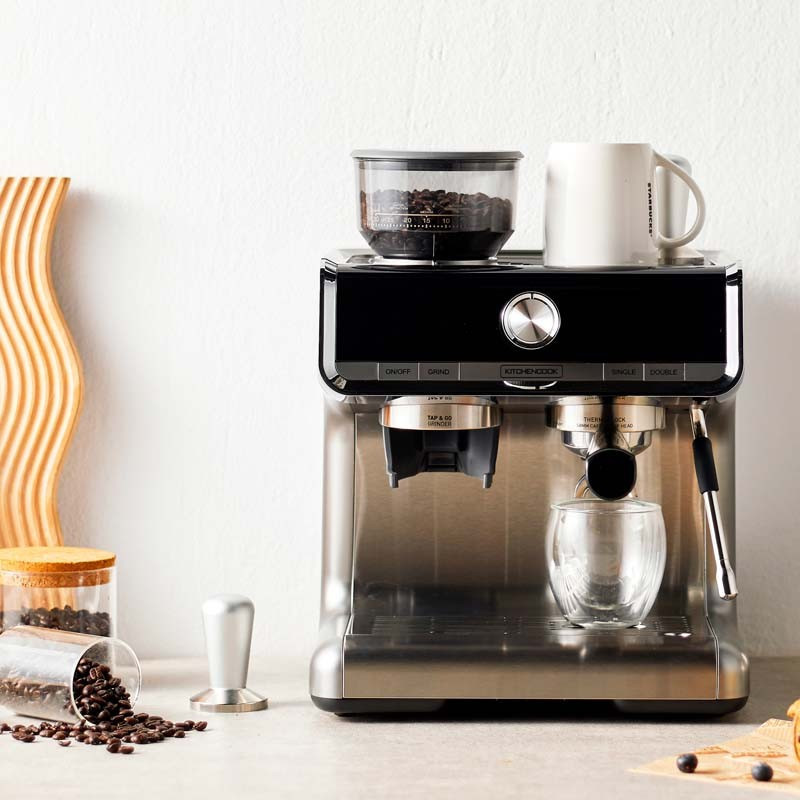 Machine à café Expresso + broyeur Barista professionnel Home Bistrot 1500W Noir/Argenté - KITCHENCOOK - HOMEBISTRO