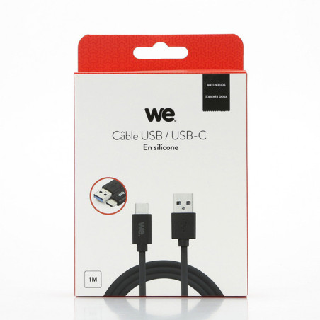 Câble USB/USB-C USB 3.2 Gen1 en silicone 1m Noir - WE