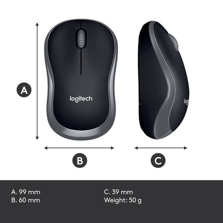Souris sans fil Optical M185 Gris/Noir - LOGITECH 