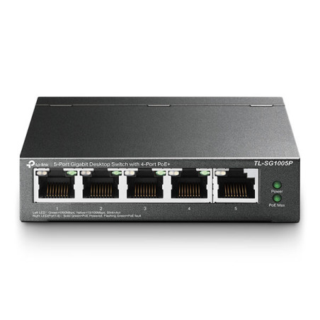 Switch réseau 5 ports Gigabit + 4 ports PoE Noir - TP-LINK