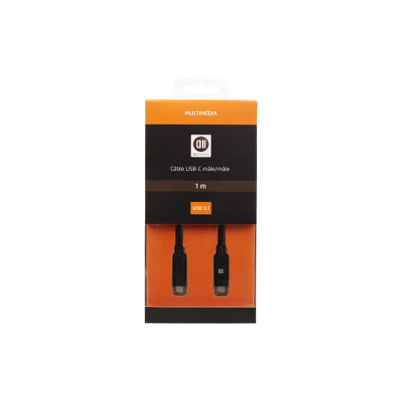 Câble Usb-c 3.1/usb-c Mâle/mâle 1m Noir - D2 DIFFUSION