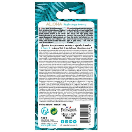 Désodorisant Deocar Aloha à suspendre Lagon - GS27 - AC180009