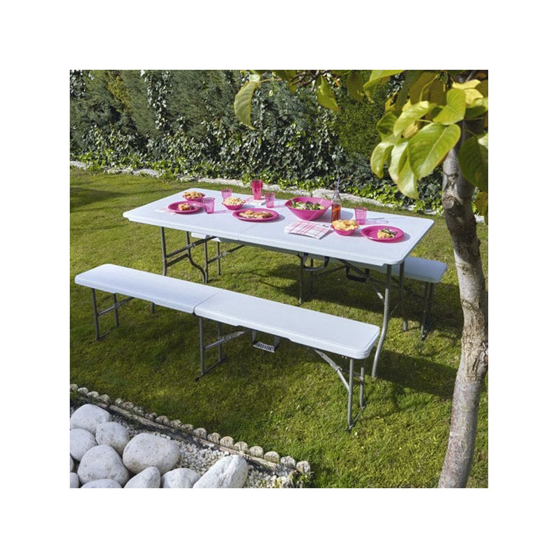 Banc de jardin LIFETIME blanc en acier