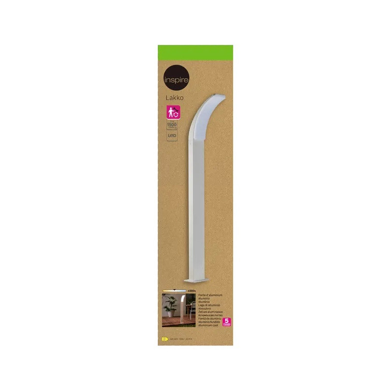 Potelet extérieur LED LAKKO 1500 lm blanc