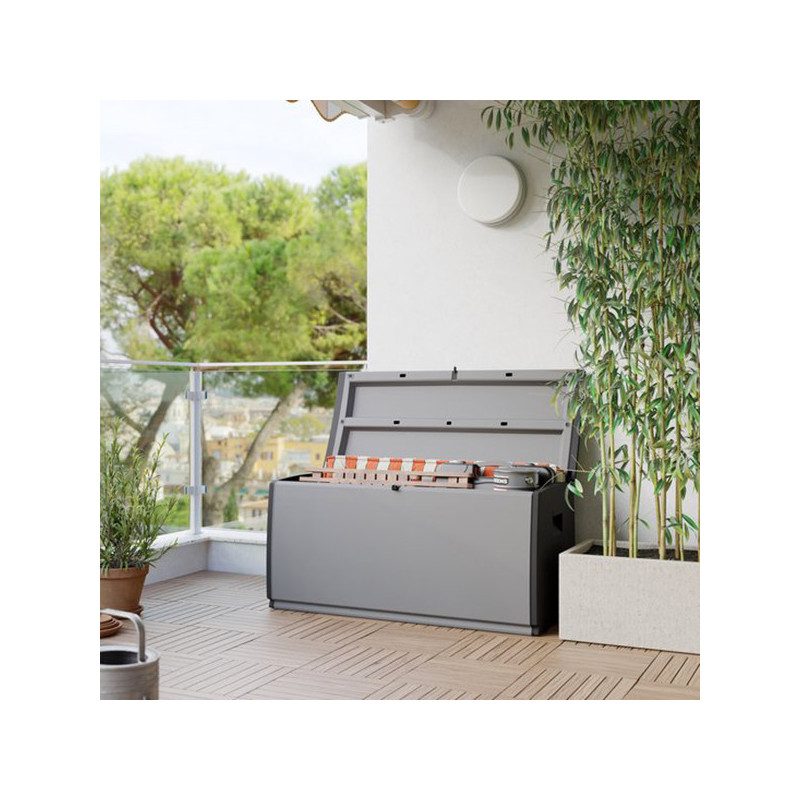 Malle résine SPACEO, 308 litres, gris, l.120 x P.54 x H.57 cm