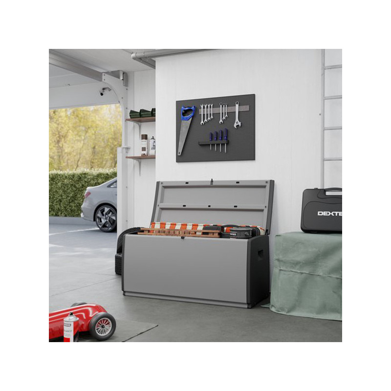 Malle résine SPACEO, 308 litres, gris, l.120 x P.54 x H.57 cm