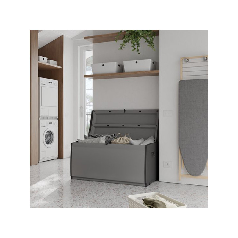 Malle résine SPACEO, 308 litres, gris, l.120 x P.54 x H.57 cm