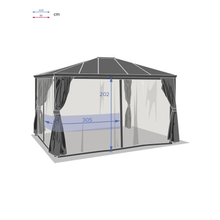 Rideaux moustiquaire de pergola Belize 3,6x3m Ardoise - HESPERIDE