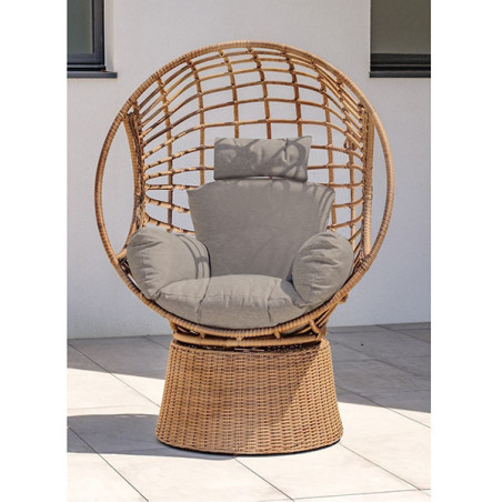 Balancelle de jardin résine tressée Bora Bora Marron