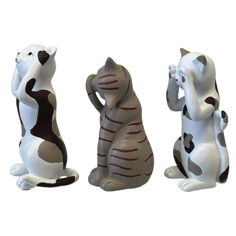 Figurines 3 chats de décoration en résine - AMADEUS