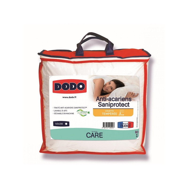 Couette tempérée Saniprotect anti-acariens 220x240cm Blanc - DODO 