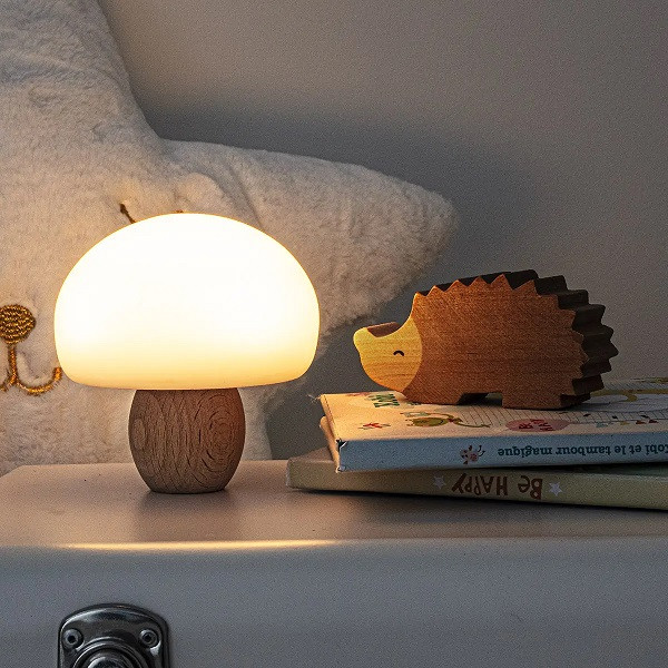 Lampe de Chevet Veilleuse Enfant Champignon LED Rechargeable 25cm - Lampe  D'extérieur