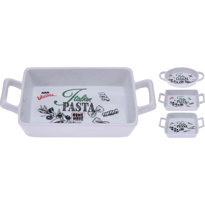 Plat à four en porcelaine avec texte 20x12x3cm - COSY & TENDANCE