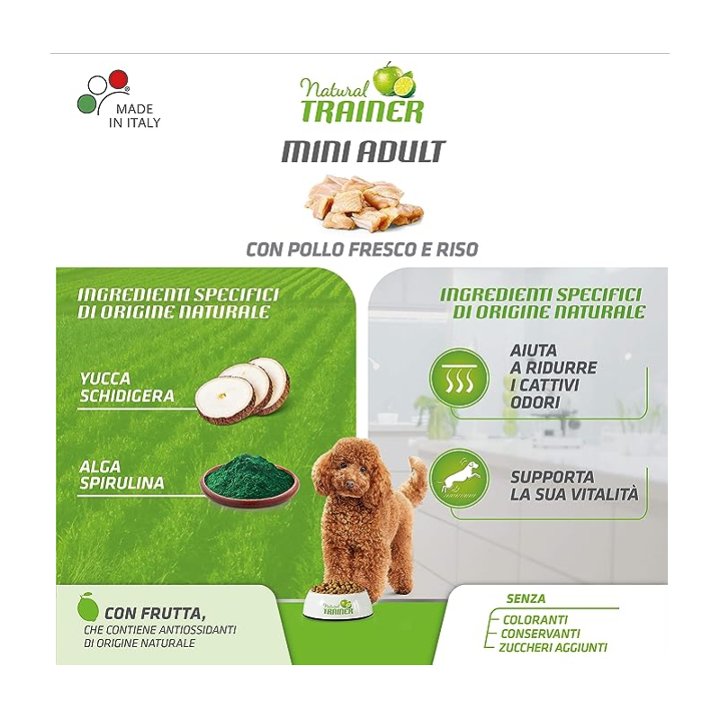 Croquettes Chien Adulte Petite Taille Poulet 2Kg - NATURAL TRAINER