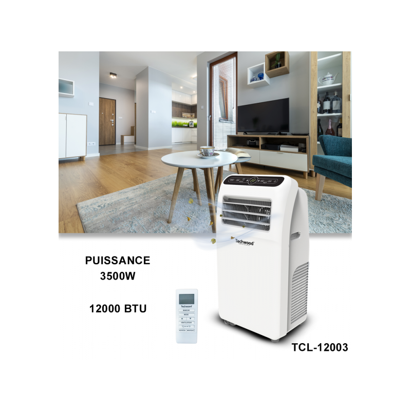 Climatiseur mobile 12000 BTU Blanc - TECHWOOD - CLIMTCL012TECH