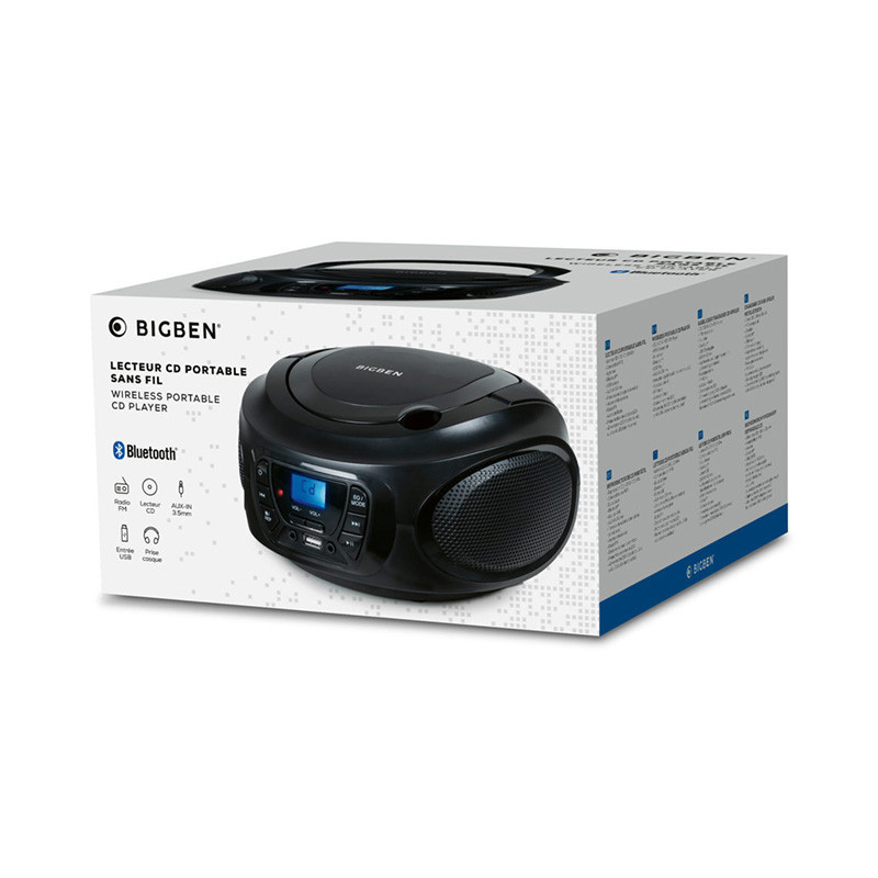 Radio CD portable sans fil Noir - BIGBEN - RADCD62NUSBBTBBIG