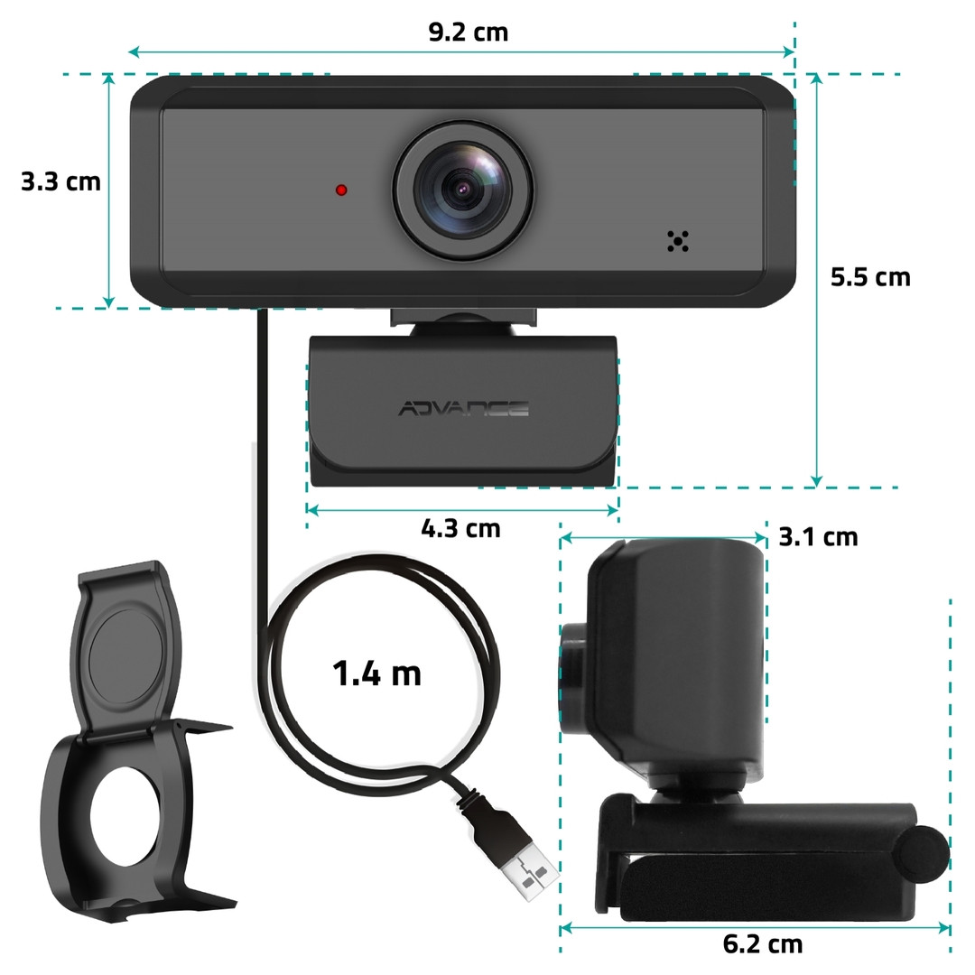 Webcam Livestream USB Full HD Noir - ADVANCE - WCWEB-HD105SOG 