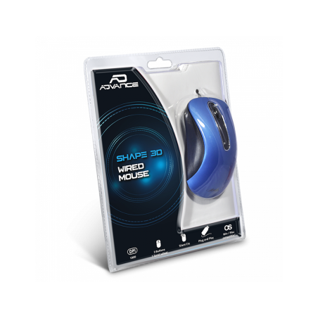 Souris sans fil optique Shaped 3D Bleu - ADVANCE - SOURSS3DBLADVA