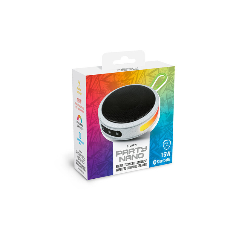 Enceinte bluetooth  avec effet lumineux 15W Gris - BIGBEN - HPPARTYBTIPNANOWHGBB