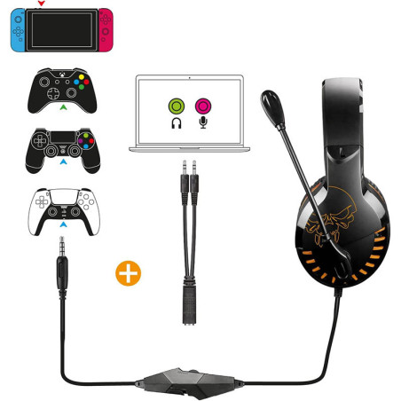 Casque filaire Gaming 2.0 Pro H3 Noir/Orange - SPIRIT OF GAMER - CASQMIC-PH3MPSOG