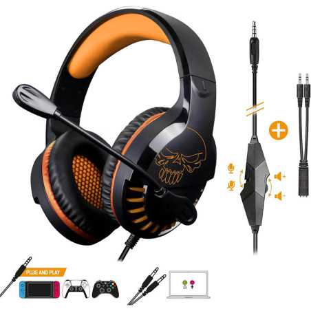 Casque filaire Gaming 2.0 Pro H3 Noir/Orange - SPIRIT OF GAMER - CASQMIC-PH3MPSOG
