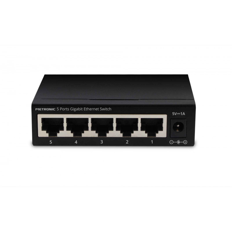 Switch RJ45 5 ports Gigabit Ethernet Noir - METRONIC - RES495580METRON 