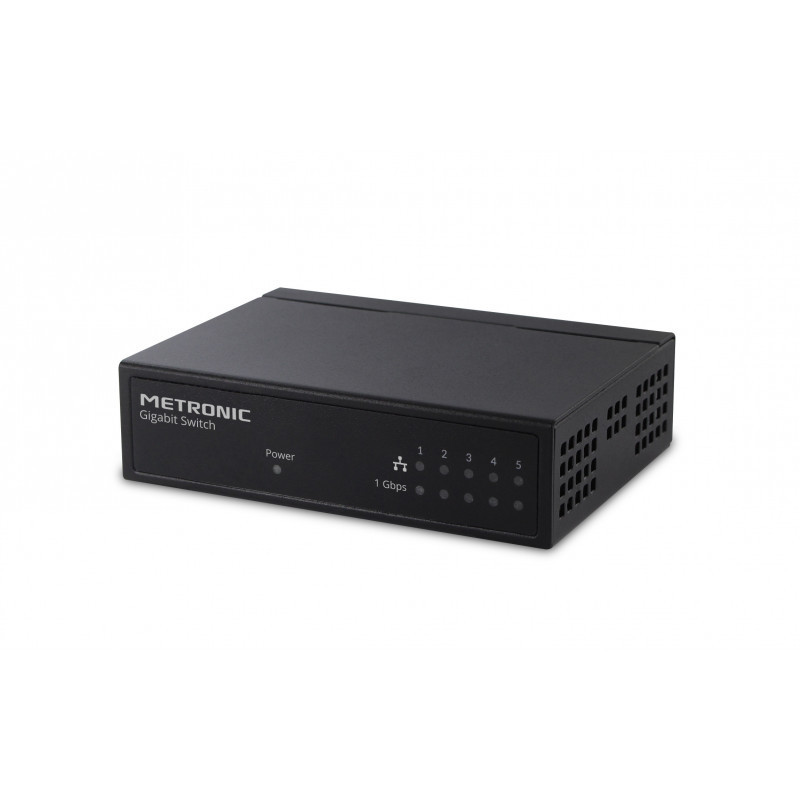 Switch RJ45 5 ports Gigabit Ethernet Noir - METRONIC - RES495580METRON