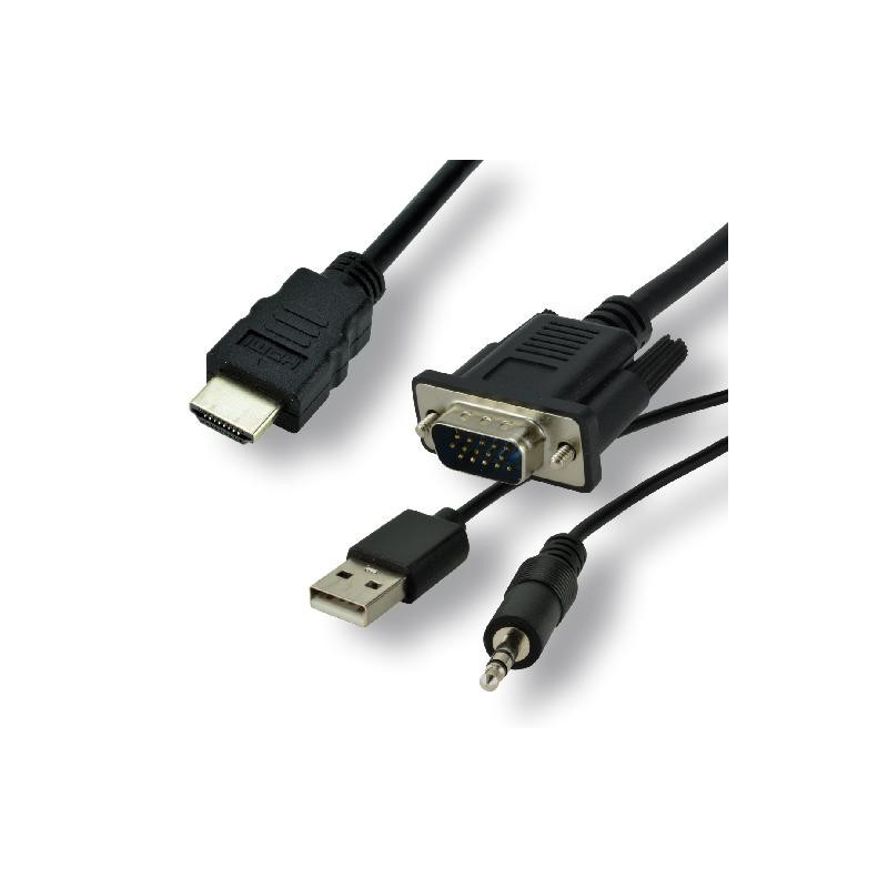 Câble VGA Mâle avec audio vers HDMI Mâle 1.5m Noir - BELKIN - CABLEMCVDIVGAHDMCL