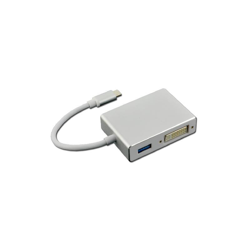 Adaptateur USB-C Mâle vers HDMI/DVI/VGA USB 3.0 Argenté - MCL - BOITUSB3CDVIHRUMCL