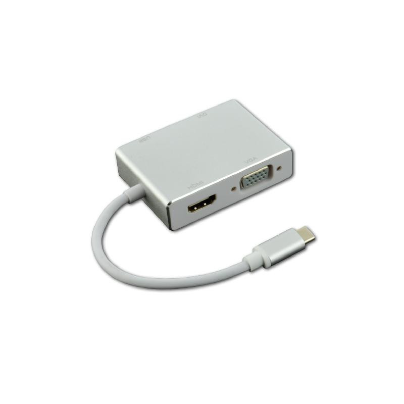 Adaptateur USB-C Mâle vers HDMI/DVI/VGA USB 3.0 Argenté - MCL - BOITUSB3CDVIHRUMCL