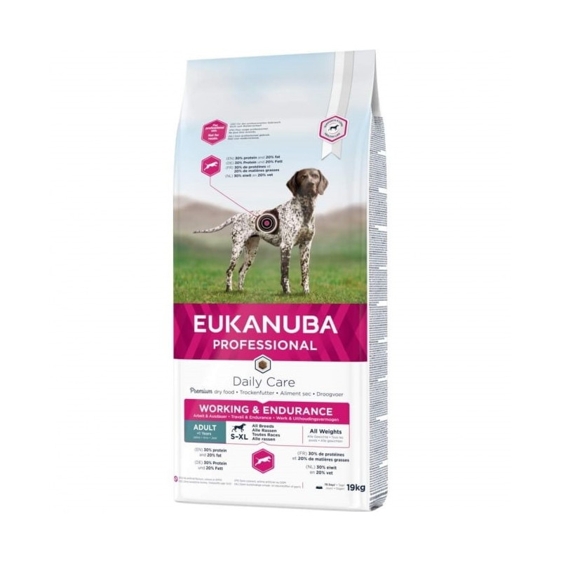 Croquettes Chien Adulte S/XL Working & Endurance 19kg - EUKANUBA