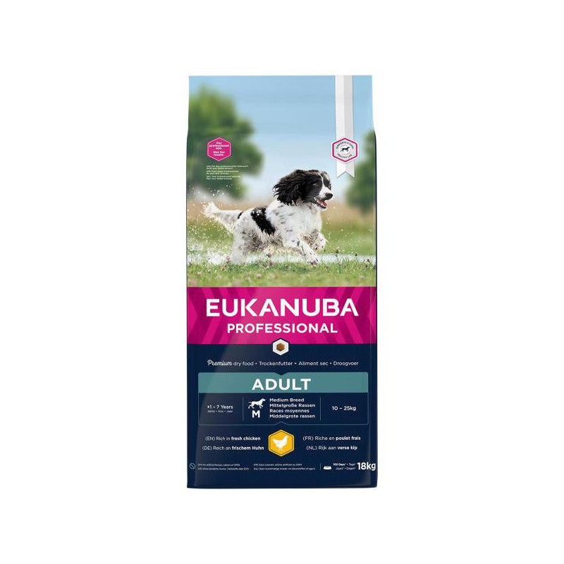Croquettes Chien M Poulet 18KG - EUKANUBA