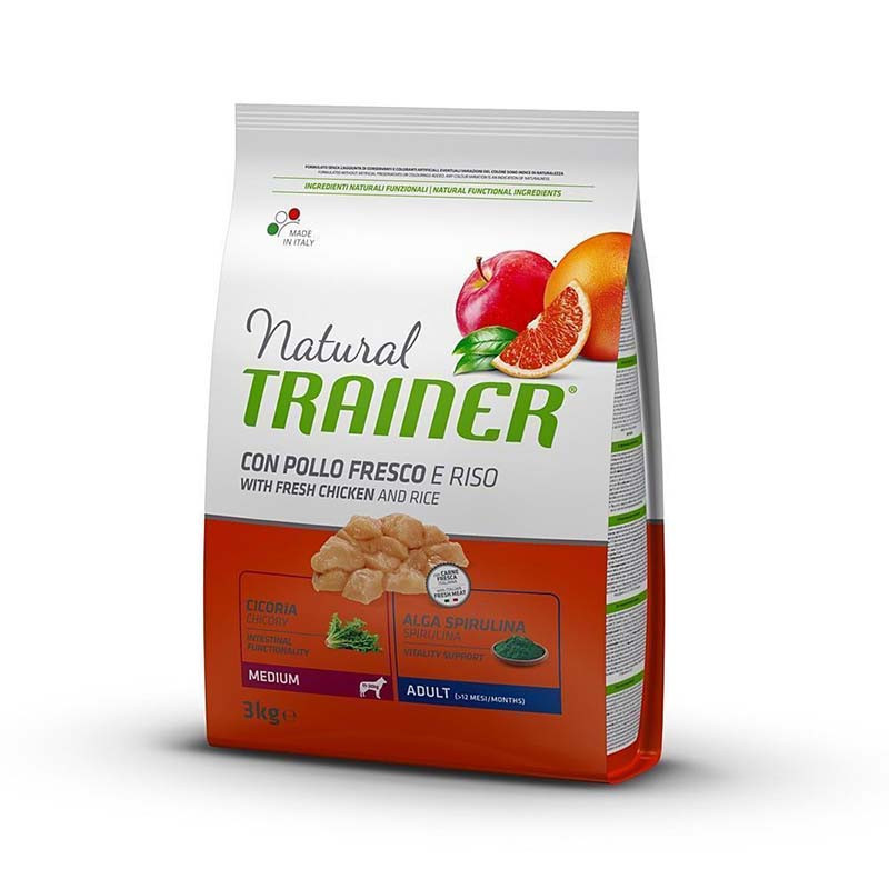 Croquettes au poulet pour chien adulte moyenne race 3kg - NATURAL TRAINER 