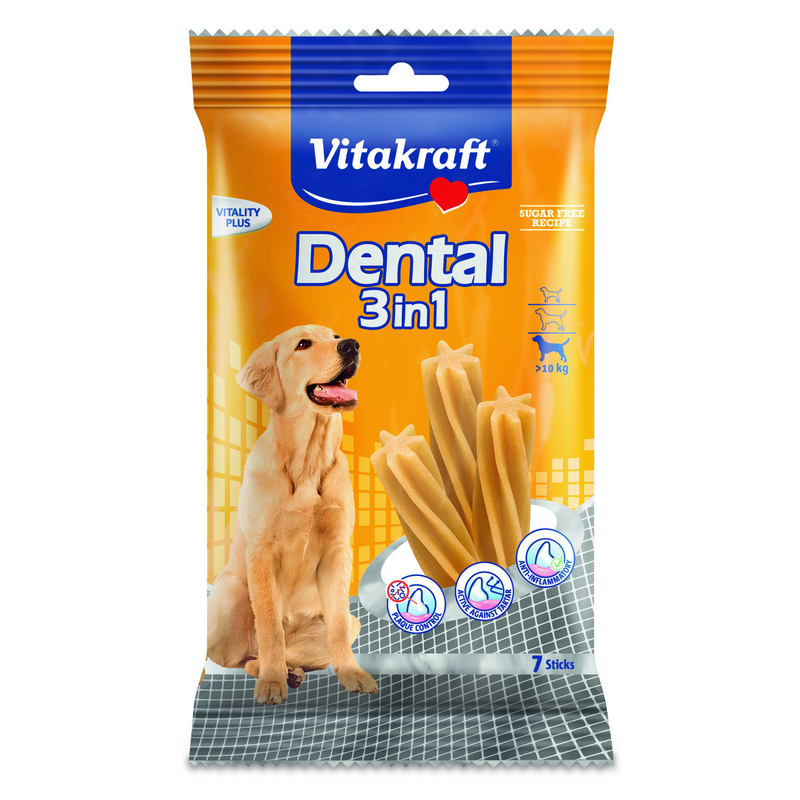 Friandise Dental 3en1 pour chien moyenne & grande race 180g (x7) - VITAKRAFT - VFCDM19
