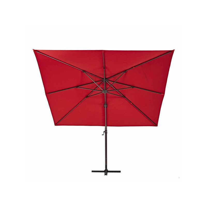 Parasol déporté carré AURA rouge 286 x 286 cm