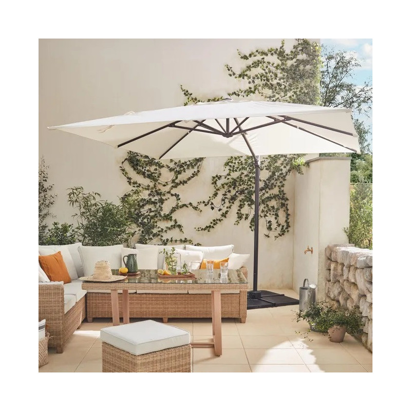 Parasol déporté Aura carré 286x286cm blanc - NATERIAL - 5616353