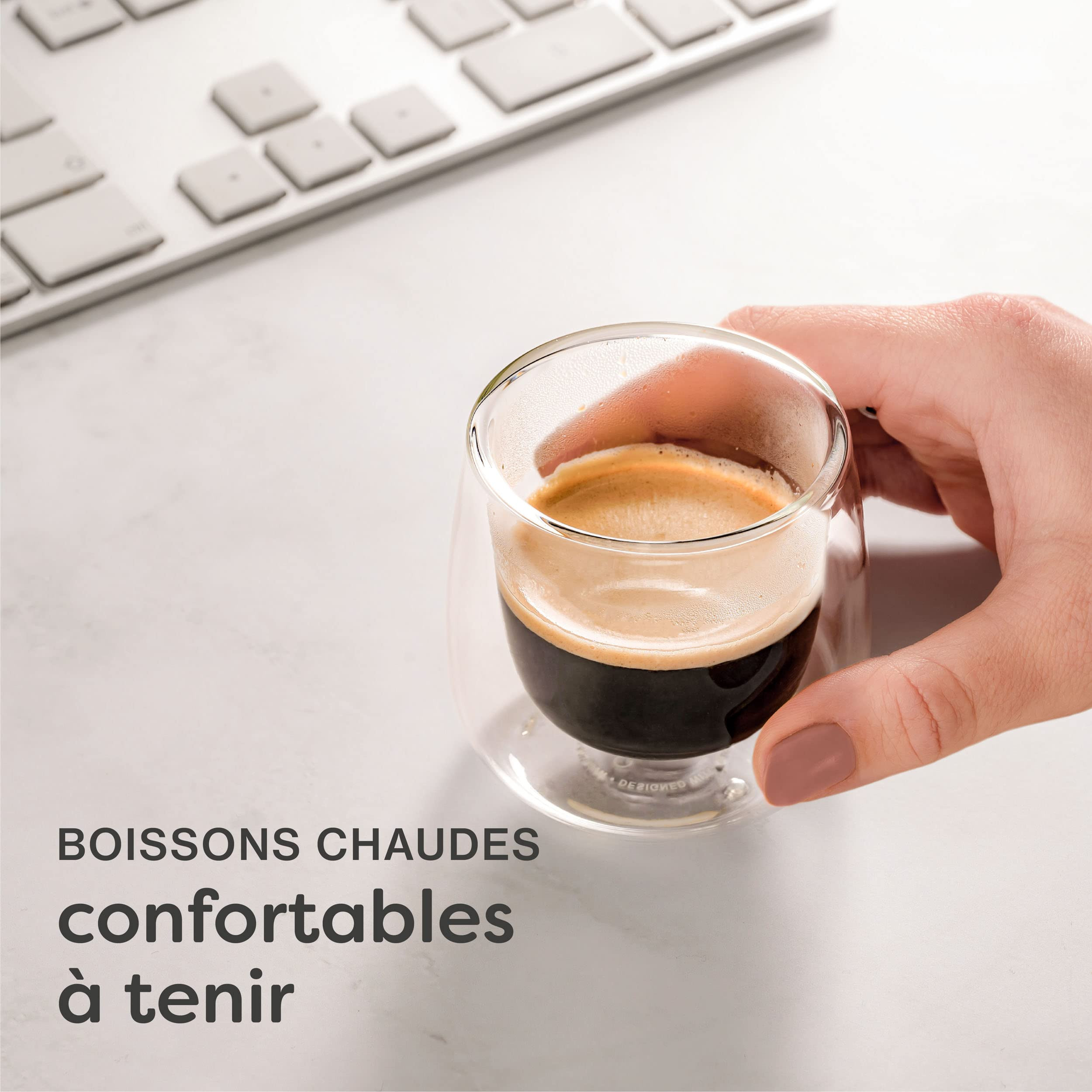 Tasse à café Cléa en Verre Double Paroi 8cl - SECRET DE GOURMET 