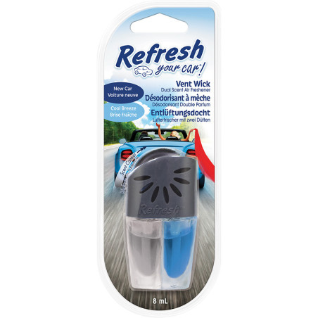 Désodorisant Oil Vent Wick Voiture neuve/Brise fraîche 8mL - REFRESH YOUR CAR - 1KAUTOV0178