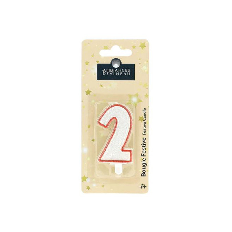 Bougie Chiffre pailletté avec Pied N°2 - DEVINEAU - 7682770