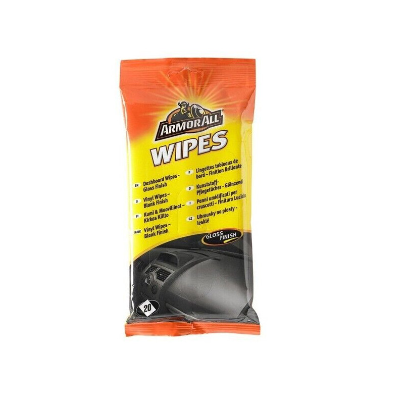 Pochette de 20 lingettes pour tableau de bord Wipes Finition Brillante - ARMOR ALL - AAL846697
