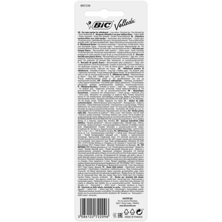 Feutre effaçable à sec Velleda fin noir - BIC - 3CBIFPFINEN2