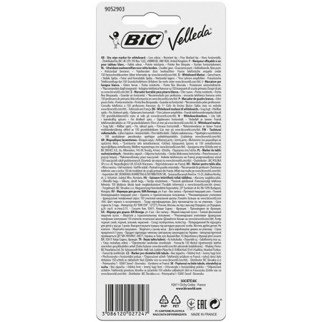 Feutre effaçable à sec Velleda pointe fine 4 coloris - BIC - 3CBIFPFINEA4