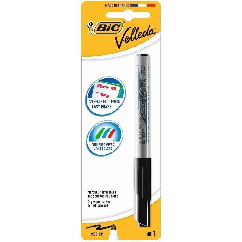 Feutre effaçable à sec Velleda pointe moyenne noir - BIC - 3CBIFPMOYN1