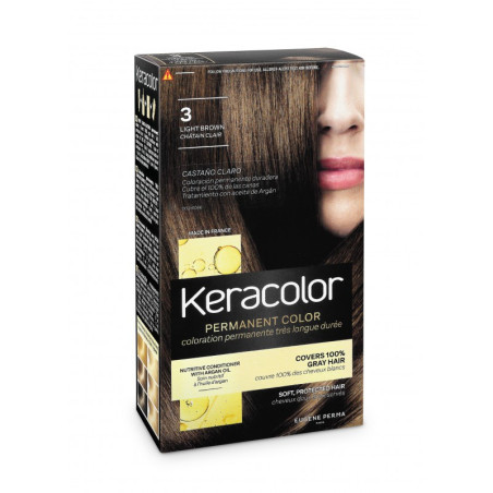 Coloration cheveux Permanente Keracolor 3 Châtain clair - EUGENE PERMA - 17B00001033