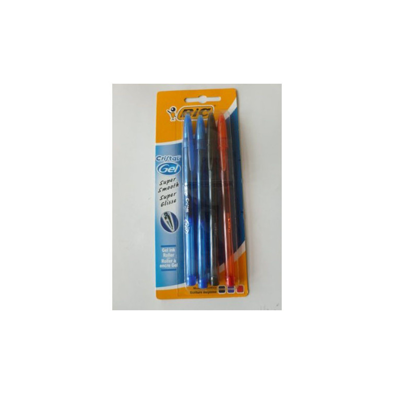 Ensemblle de 4 Stylos roller à encre Gel - BIC - 3CBICGGEL0.8B4