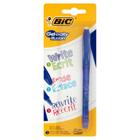 Stylo roller effaçable Gel-ocity Illusion Bleu - BIC - 3CBIGELOBL1