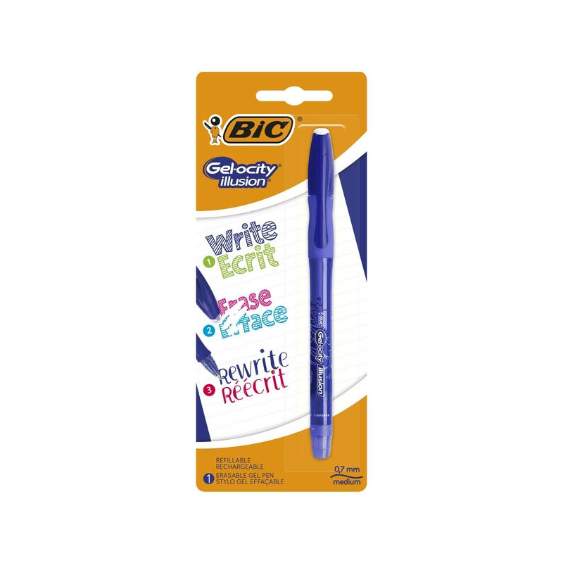 Stylo roller effaçable Gel-ocity Illusion Bleu - BIC - 3CBIGELOBL1