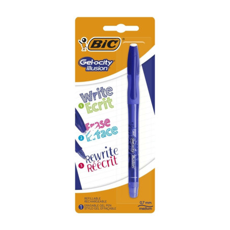 Stylo roller effaçable Gel-ocity Illusion Bleu - BIC - 3CBIGELOBL1