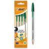 Pochette de 4 stylos à bille Cristal Medium Vert - 3CBICRV04